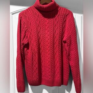 CROFT AND BARROW Solid Red Turtleneck